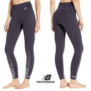 Women's New Balance Printed Impact Run Heat Tights Iodine Violet Leggings Size M
